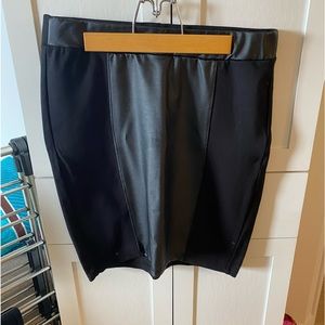 Black false leather skirt